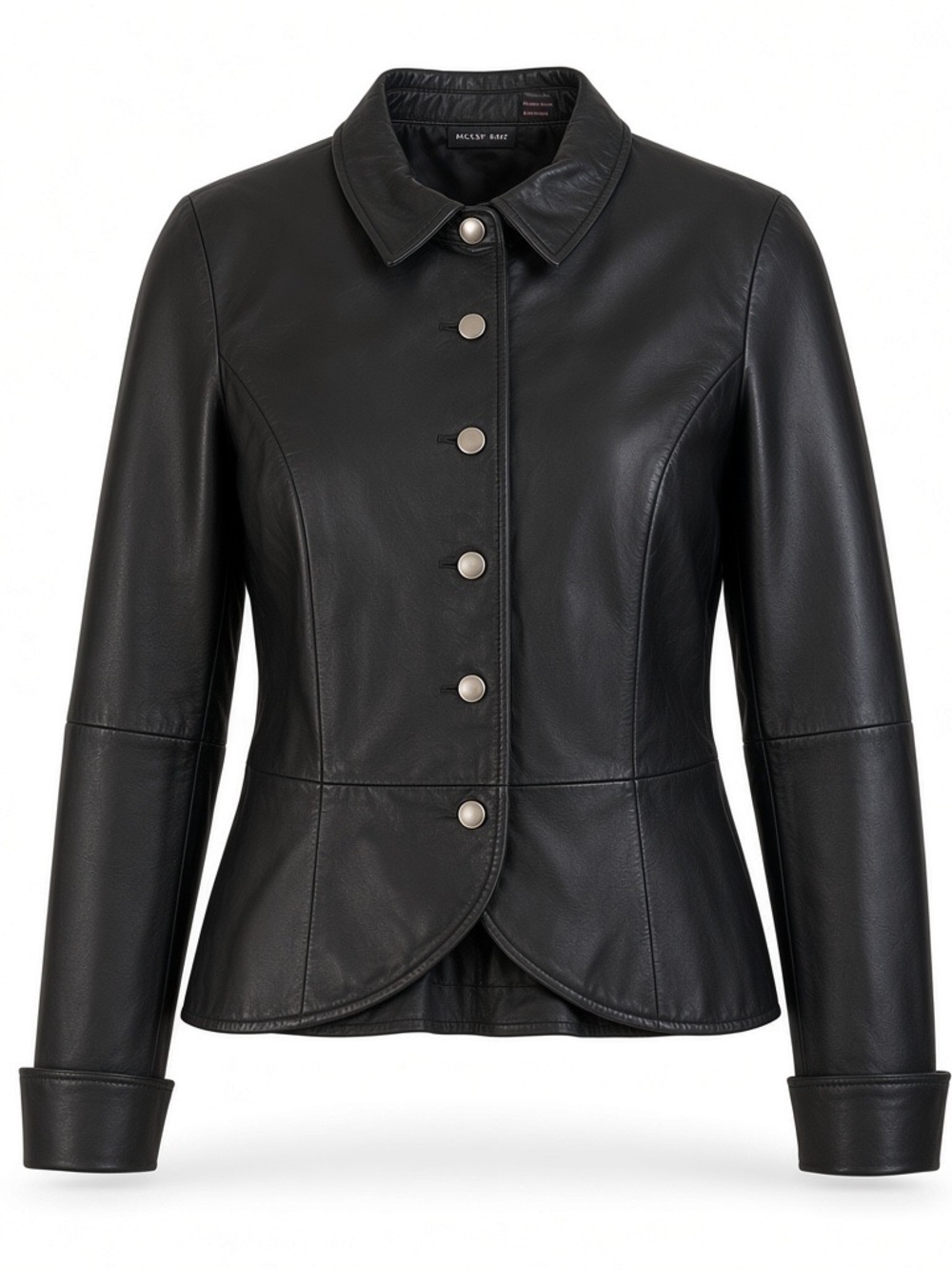 Shape FX Women’s Size 14 Black Genuine Leather Jacket Button Front Blazer